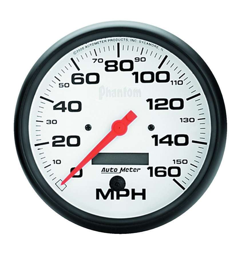 AutoMeter GAUGE; SPEEDO; 5in.; 160MPH; ELEC. PROGRAM W/LCD ODO; PHANTOM