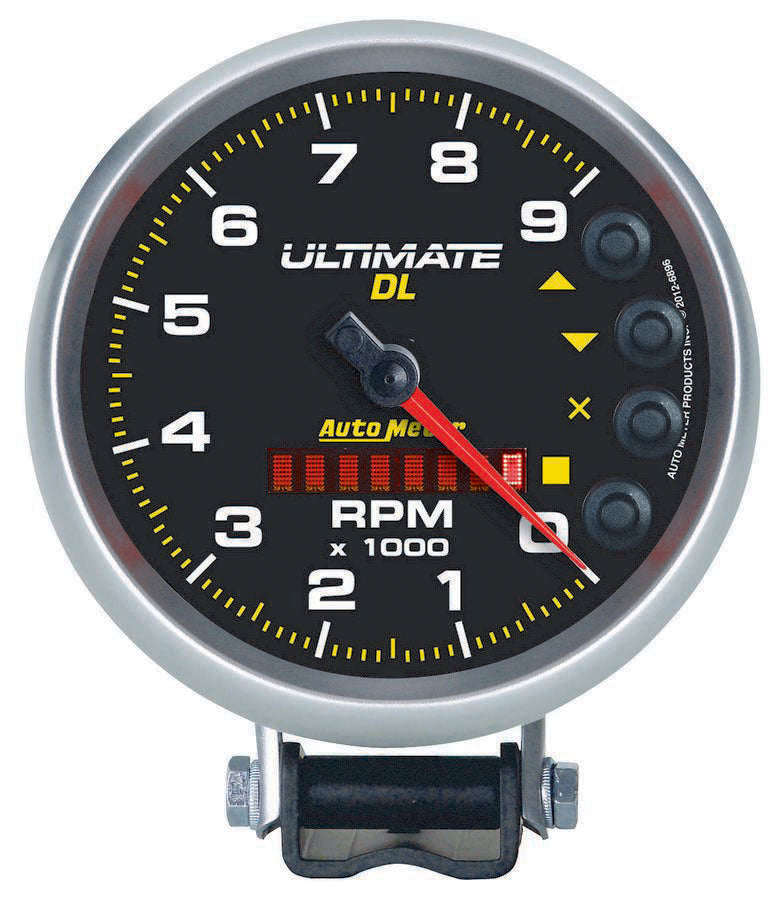AutoMeter GAUGE; TACH; 5in.; 9K RPM; PEDESTAL; DATALOGGING; ULTIMATE DL PLAYBACK; BLACK