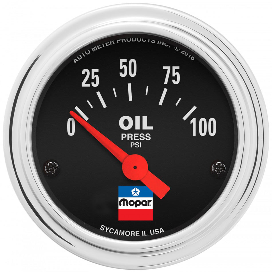 2-1/16 Oil Press Gauge Mopar Logo Series - AutoMeter 880786
