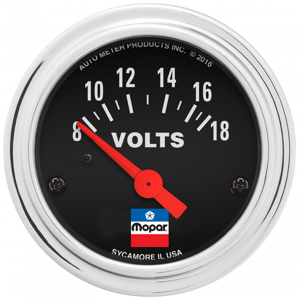 2-1/16 Voltmeter Gauge Mopar Logo Series - AutoMeter 880788
