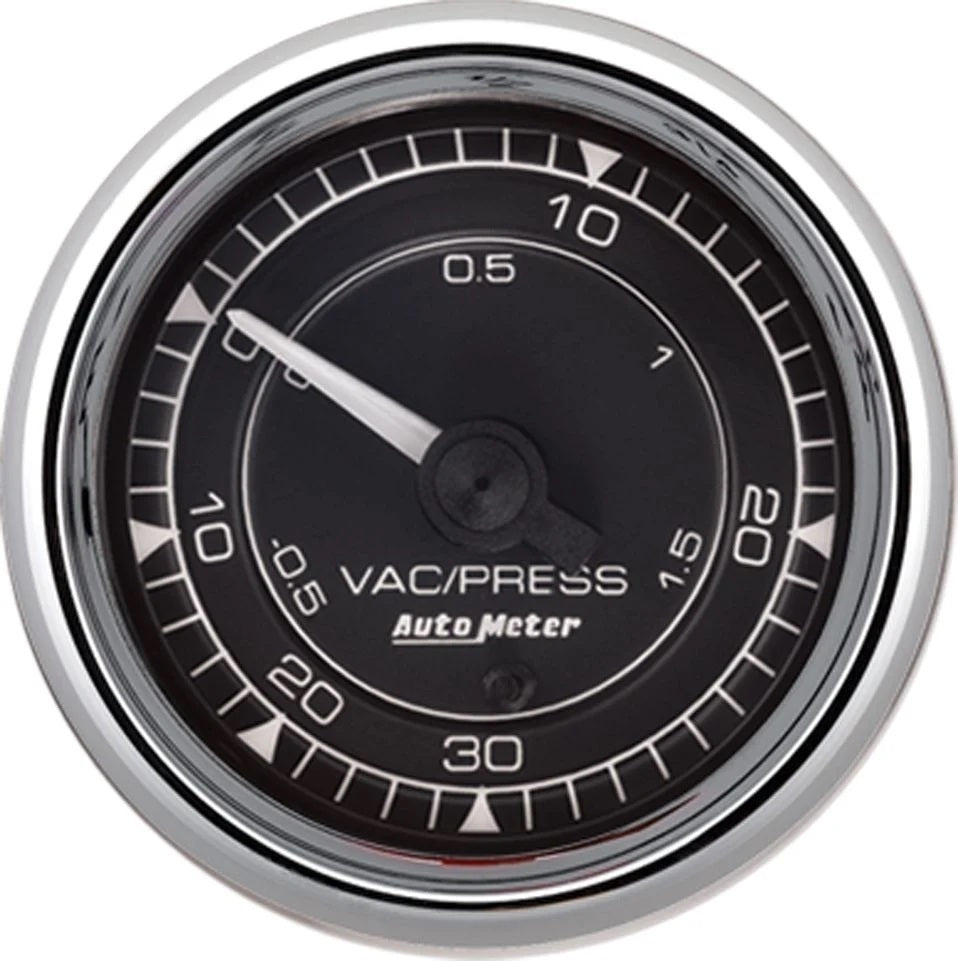AutoMeter GAUGE; VAC/BOOST; 2 1/16in.; 30INHG-30PSI; MECHANICAL; CHRONO CHROME
