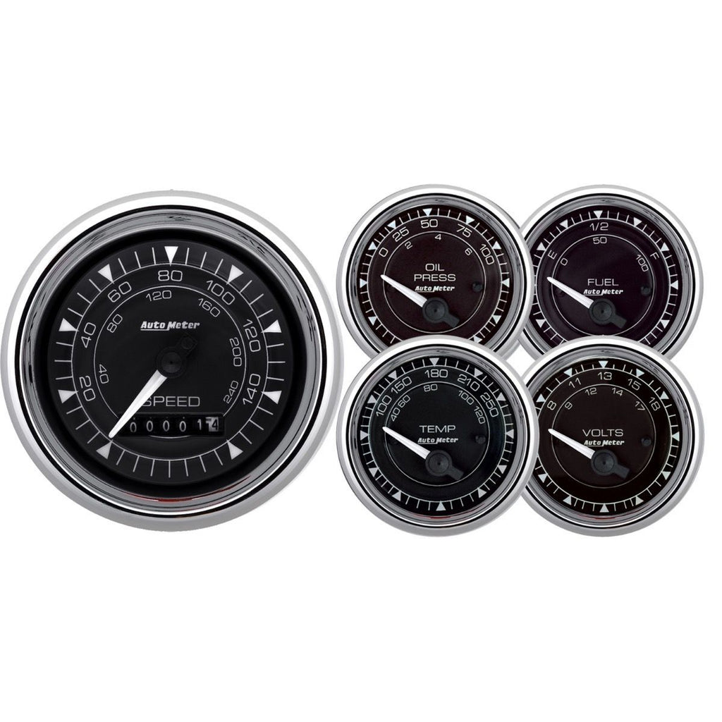 2/16 Chrono Chrome Gauge 5-Piece Gauge Kit - AutoMeter 9708