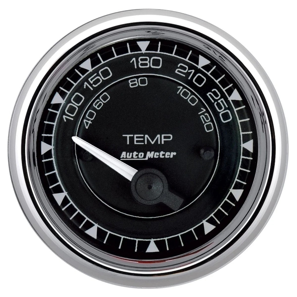 AutoMeter GAUGE; TEMP; 2 1/16in.; 250deg.F; ELEC; CHRONO CHROME