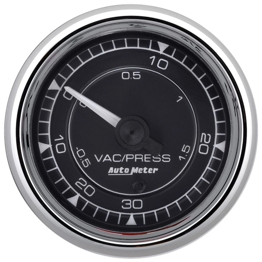 AutoMeter GAUGE; VAC/BOOST; 2 1/16in.; 30INHG-30PSI; DIGITAL STEPPER MOTOR; CHRONO CHROME