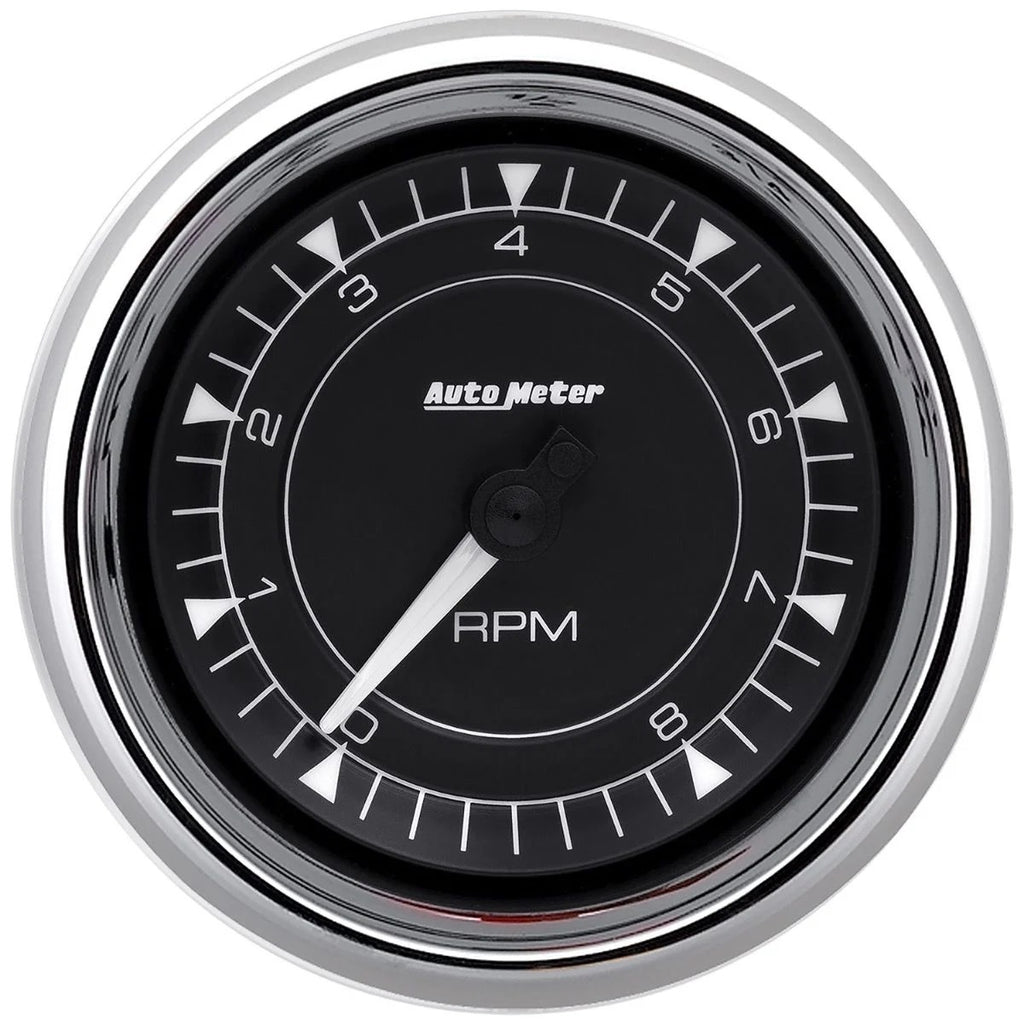 AutoMeter GAUGE; TACHOMETER; 3 3/8in.; 8K RPM; IN-DASH; CHRONO CHROME