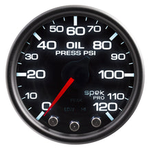 Load image into Gallery viewer, AutoMeter GAUGE; OIL PRESS; 2 1/16in.; 120PSI; STEPPER MOTOR W/PK/WRN; BLK/SMKE/BLK; SPEK