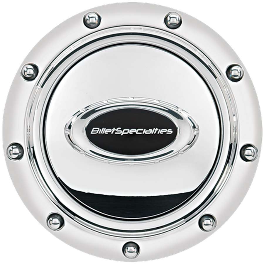 Horn Button Riveted Polished w/Black Logo - Billet Specialties 32715