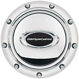 Horn Button Riveted Polished w/Black Logo - Billet Specialties 32715