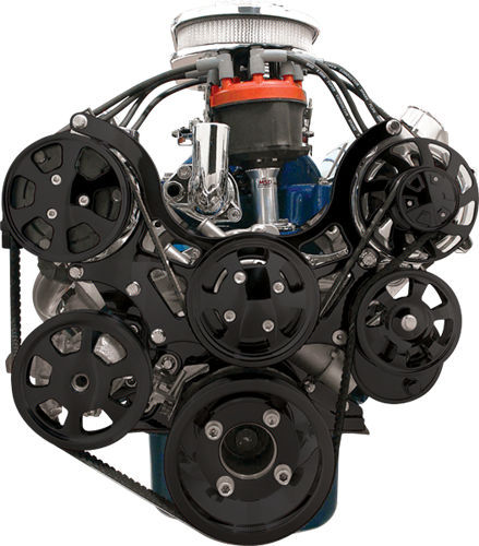 SBF Tru Trac Pulley System Black P/S & A/C - Billet Specialties BLK13600