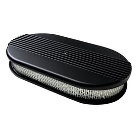 Air Cleaner Large Oval Ribbed Black - Billet Specialties BLK15640