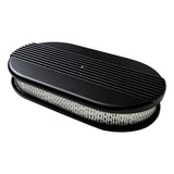 Air Cleaner Large Oval Ribbed Black - Billet Specialties BLK15640