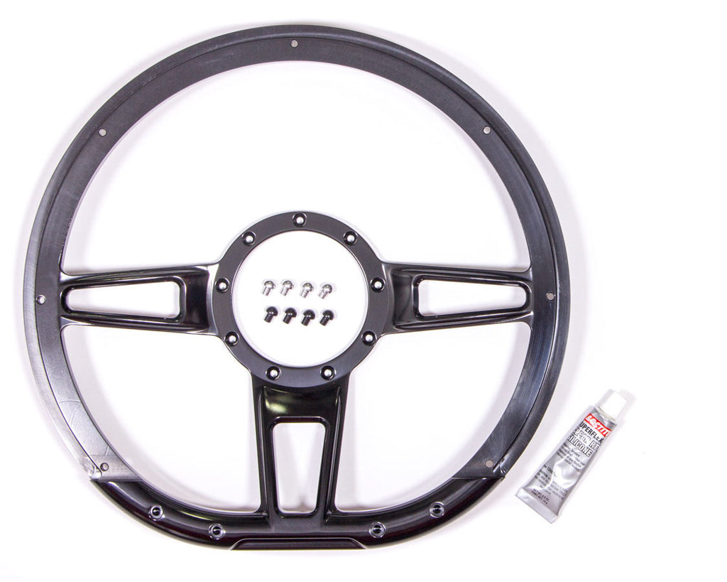Steering Wheel Formula D-Shaped 14in Black - Billet Specialties BLK29409