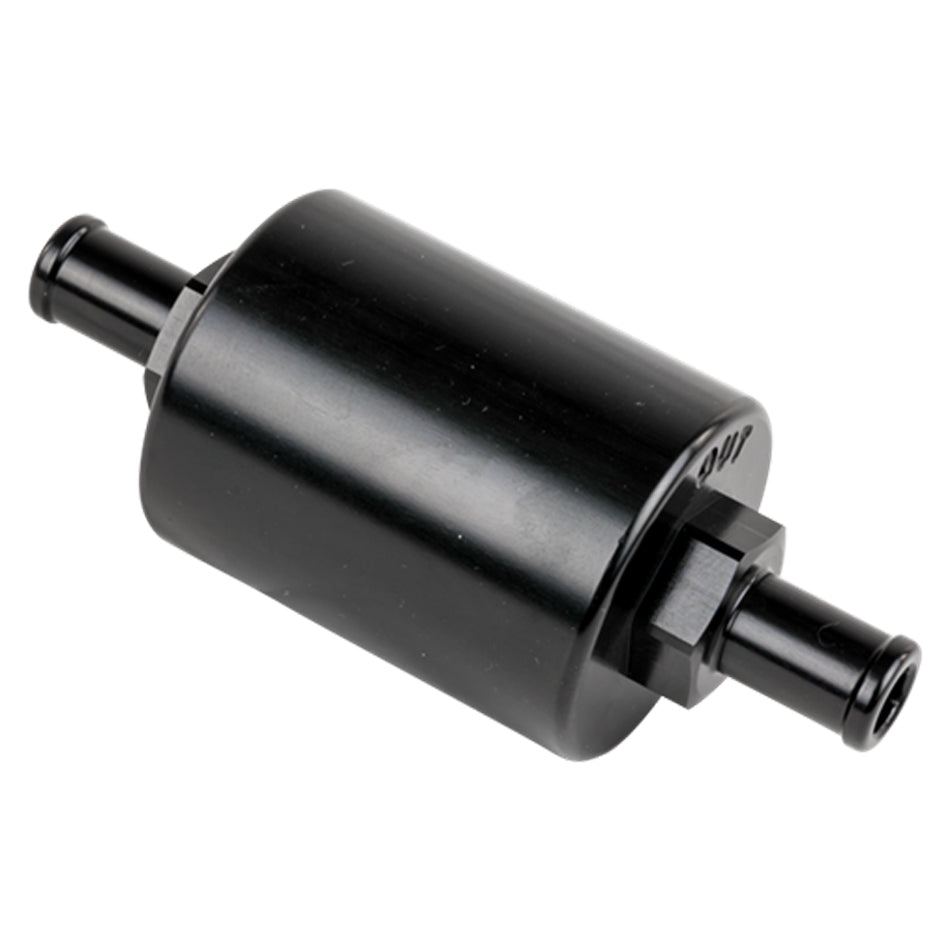 In Line Fuel Filter 3/8 in Barbed Black - Billet Specialties BLK42130