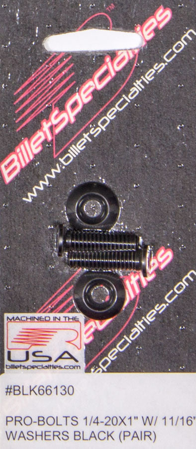 1/4-20 x 1in SS Bolts Black Pair - Billet Specialties BLK66130