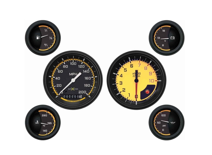 Auto Cross 6 Gauge Set Yellow - Classic Instruments AX01YBLF