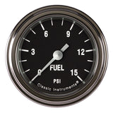 Hot Rod Fuel Pressure 15 PSI 2-1/8 Full Sweep - Classic Instruments HR145SLF