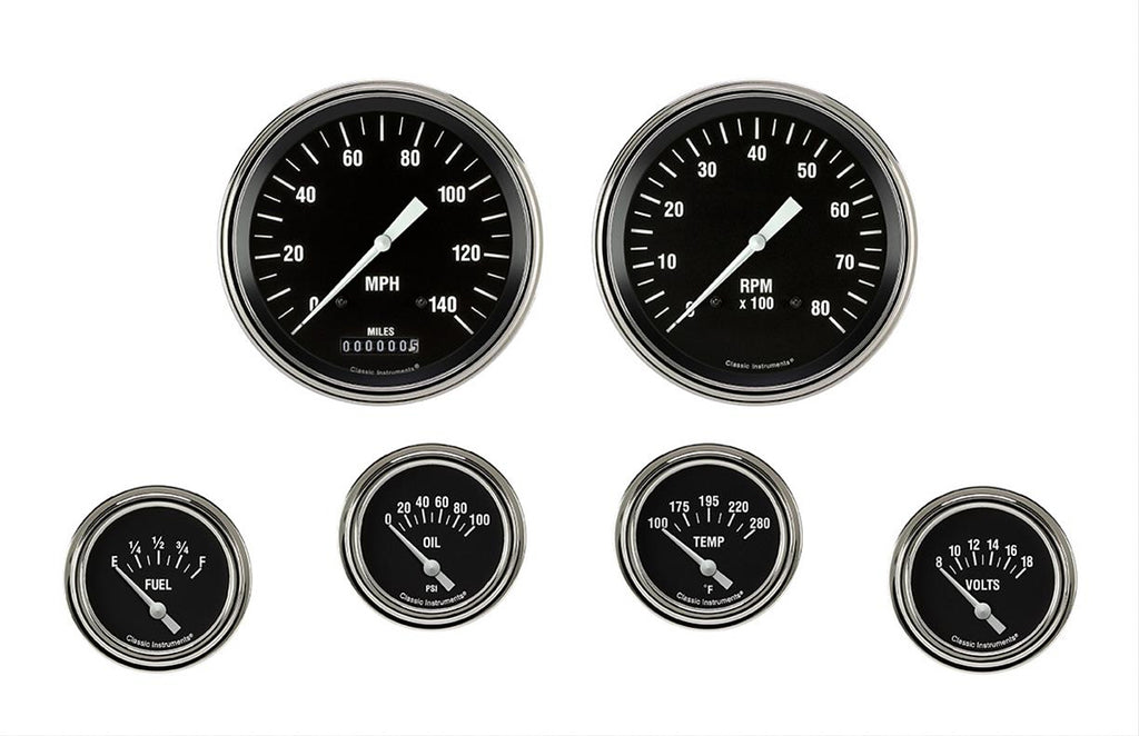 Hot Rod 6 Gauge Set 2-5/8 Short Sweep - Classic Instruments HR251SLF