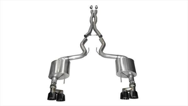 Corsa Performance 3.0in. Cat-Back Dual Rear Exit with Twin 4.0in. Black PVD Pro-Series Tips