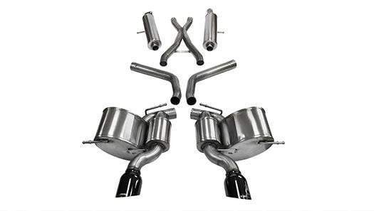 Corsa Performance 2.75in. Cat-Back Dual Rear Exit with Single 4.5in. Black PVD Pro-Series Tips