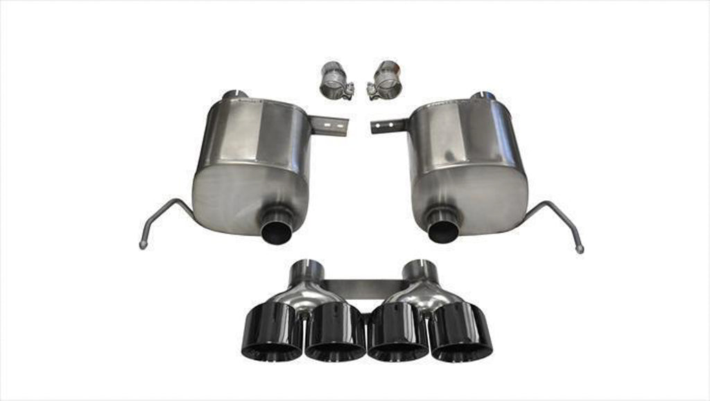Corsa Performance 2.75in. Valve-Back Dual Rear Exit with Quad 4.5in. Black PVD Pro-Series Tips