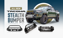 Load image into Gallery viewer, 16-Up Tacoma Stealth Bumper 32 Inch LED Bar Combo Beam Bumper Light Bar-Blue-Small 32 Inch Combo Beam with Relocation Mounts No Switch No Winch No D-Ring Cali Raised LED