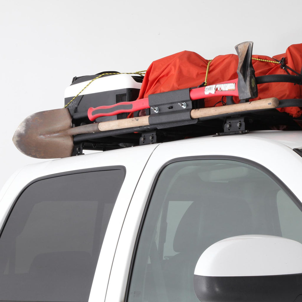 Axe And Shovel Mount w/Adapter Brackets For Roof Racks Accepts Padlock Black Smittybilt