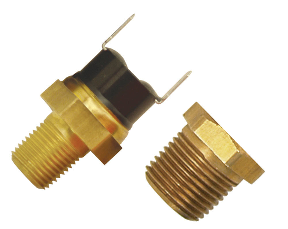 Derale 190°F Fan Switch Thermostat Kit, 1/8" & 3/8" NPT