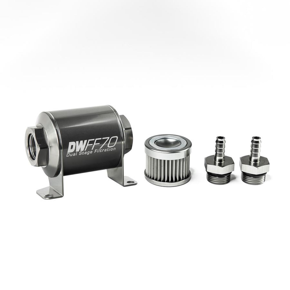 DeatschWerks In-line Fuel Filter Kit 5/16 Hose Barb 10-Mic.