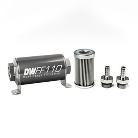 In-line Fuel Filter Kit 3/8 Hose Barb 10-Micron - DeatschWerks 8-03-110-010K-38