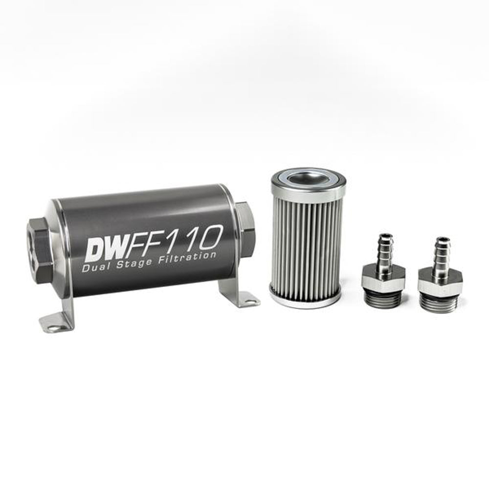 DeatschWerks In-line Fuel Filter Kit 5/16 Hose Barb 10-Micro