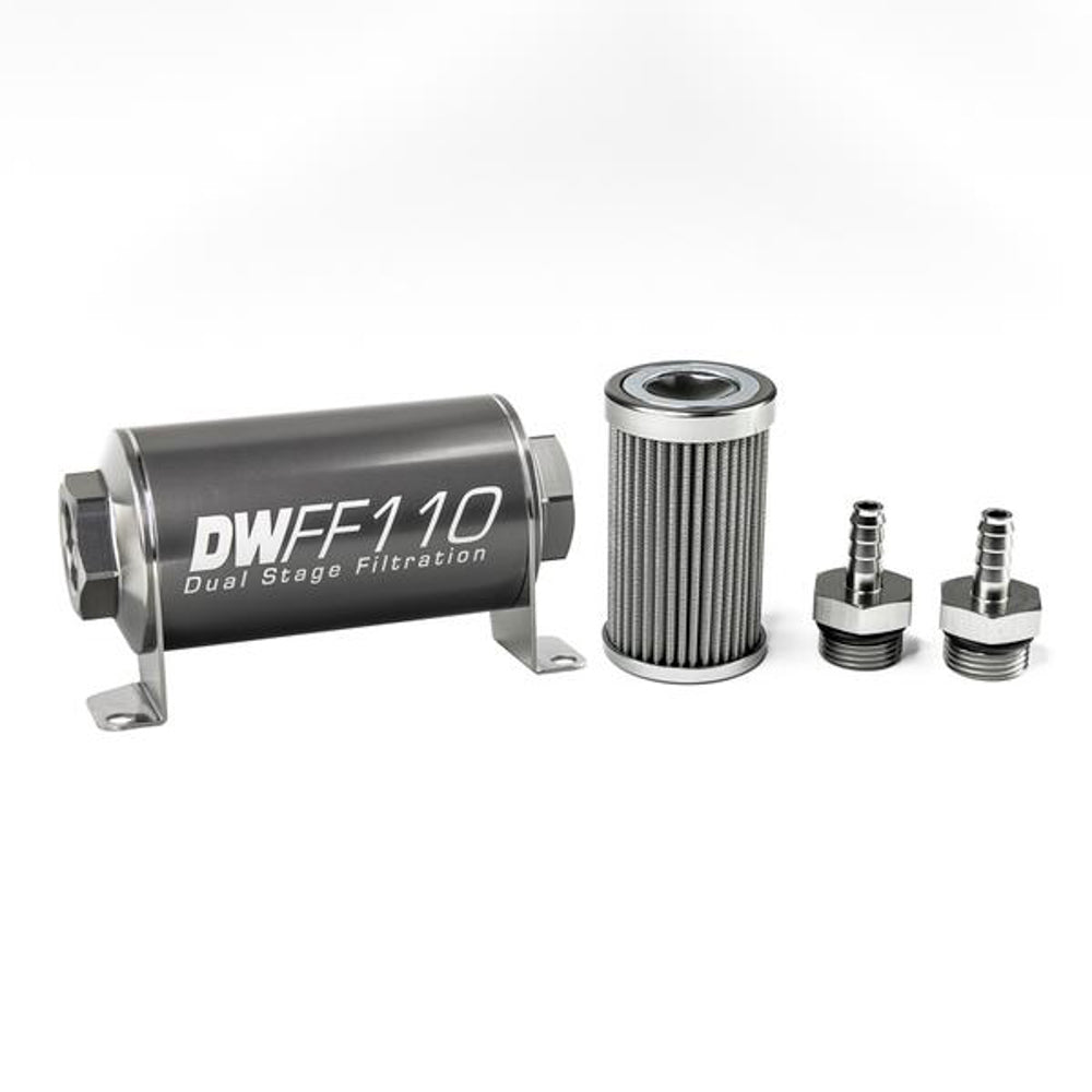 DeatschWerks In-line Fuel Filter Kit 5/16 Hose Barb 100-Micro