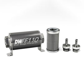 In-line Fuel Filter Kit 5/16 Hose Barb 100-Micro - DeatschWerks 8-03-110-100K-516