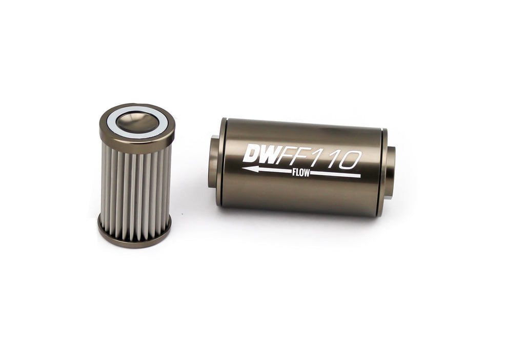Fuel Filter 8an Female ORB Ports 110mm Length - DeatschWerks 8-03-110-100K