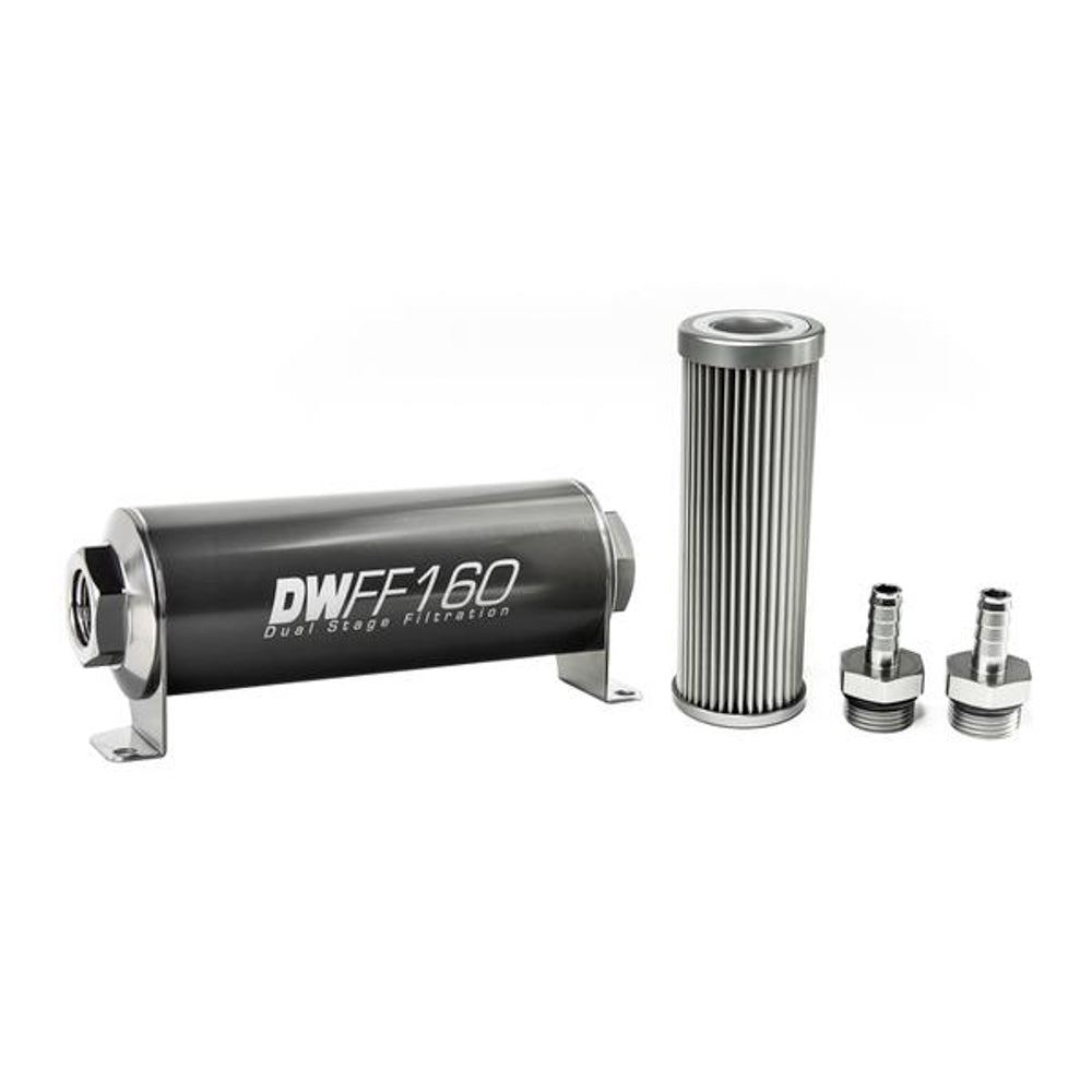 In-line Fuel Filter Kit 3/8 Hose Barb 10-Micron - DeatschWerks 8-03-160-010K-38