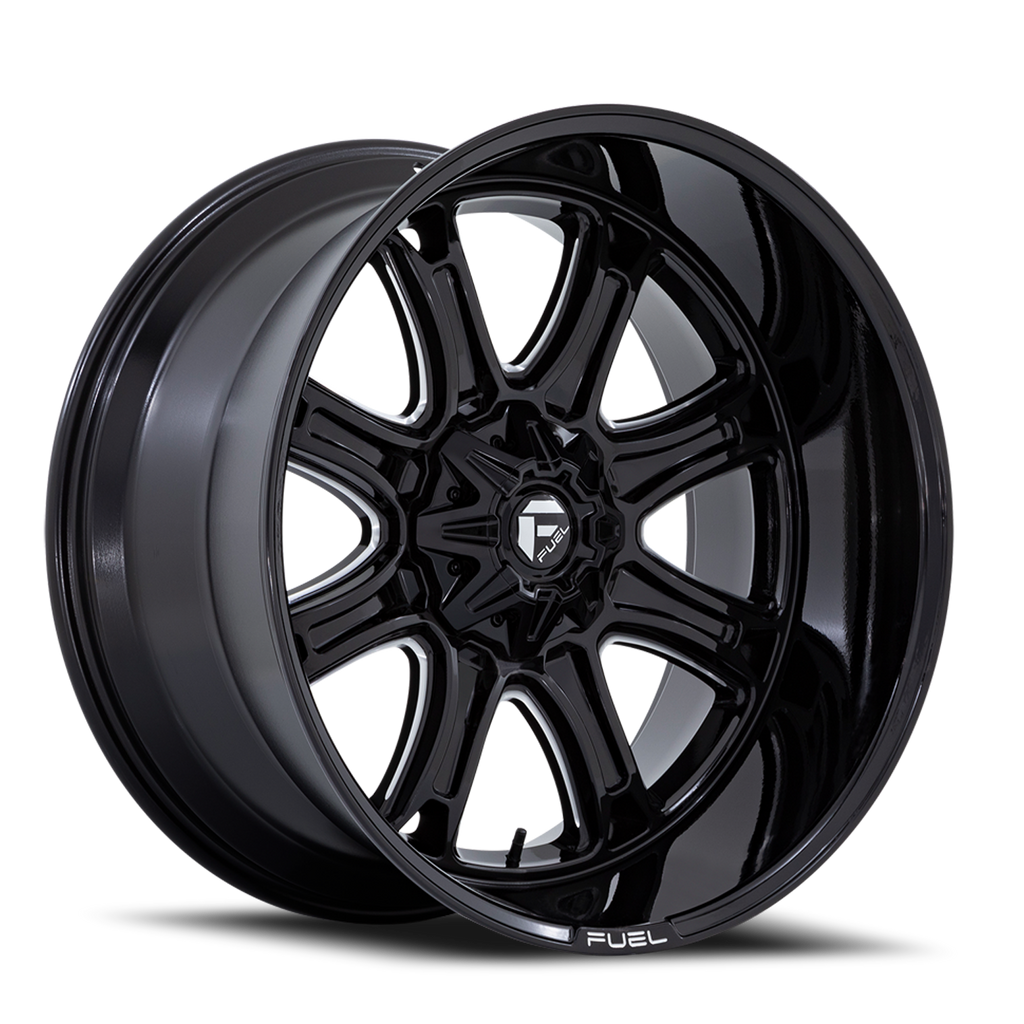 Aluminum Wheels 22X9 Darkstar FC853BE 6 On 135/6 On 139.7 Gloss Black Milled 106.1 Bore 1 Offset Fuel Off Road Wheels