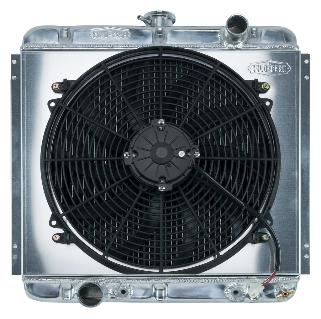 67-70 Mustang 20 Inch Aluminum Performance Radiator And 16 Inch Fan Kit AT Cold Case Radiators