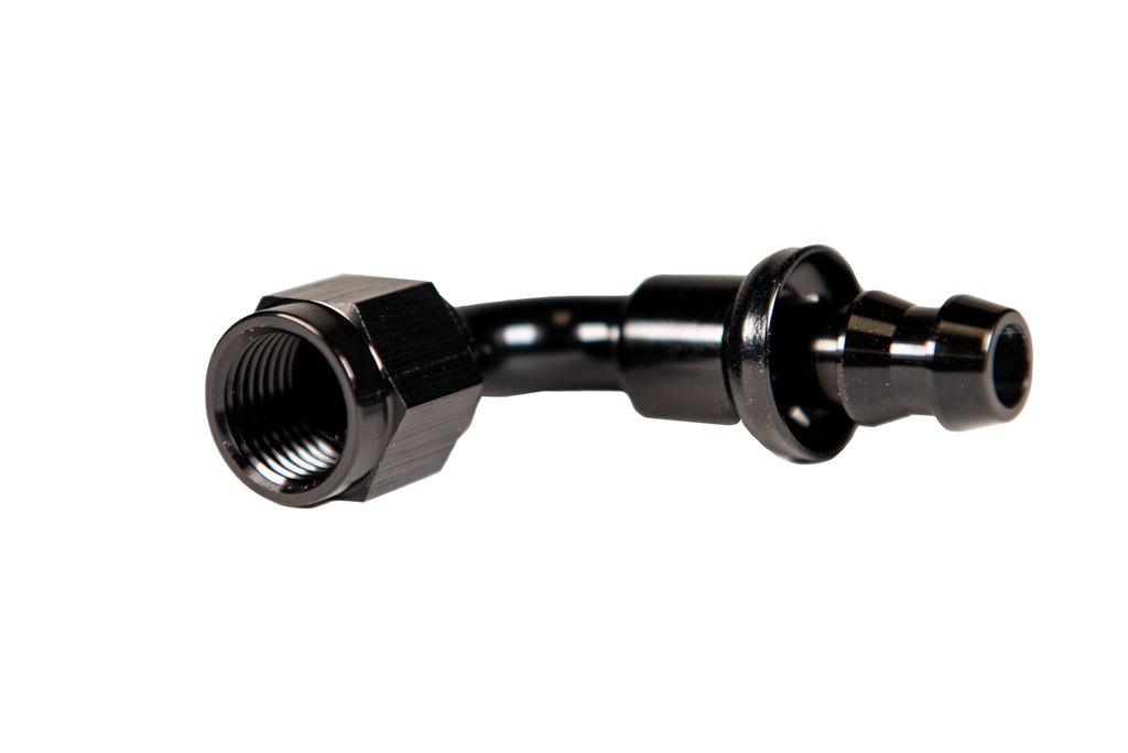 -6 90 Deg to Hose Barb Black Fleece Performance