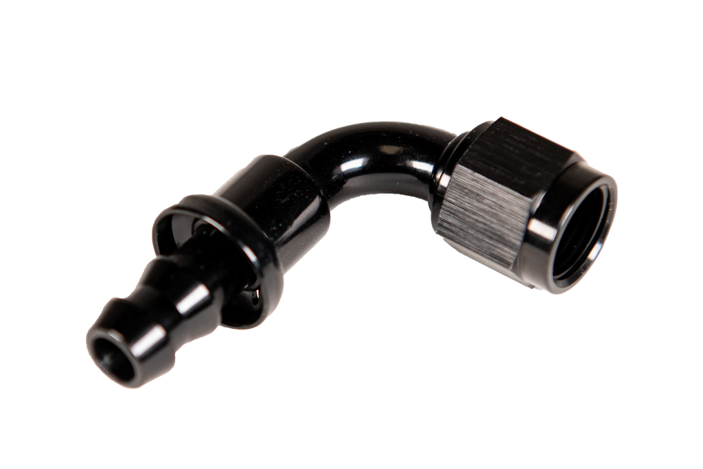 -10 90 Deg to Hose Barb Black Fleece Performance