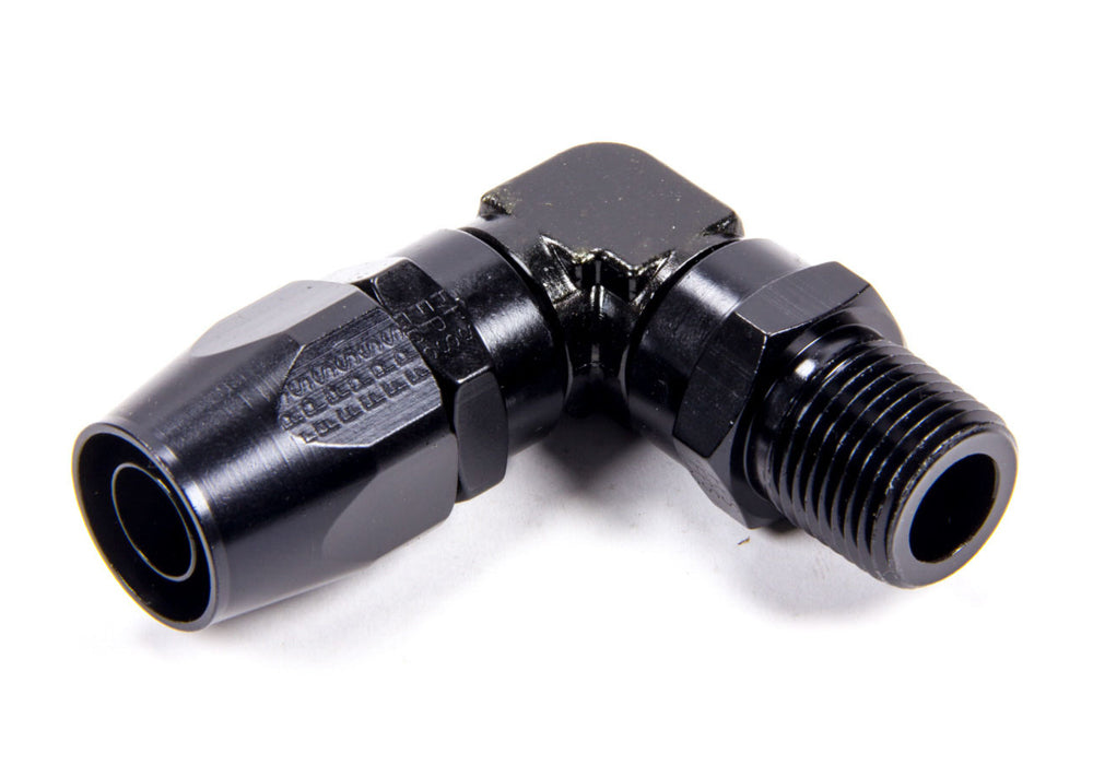 #10 90 Degr Hose End to 3/8 MPT - Black - Fragola Performance Systems 199011-BL