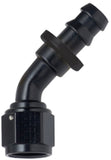 Hose Fitting #4 45 Deg Push Lock Black - Fragola Performance Systems 204504-BL