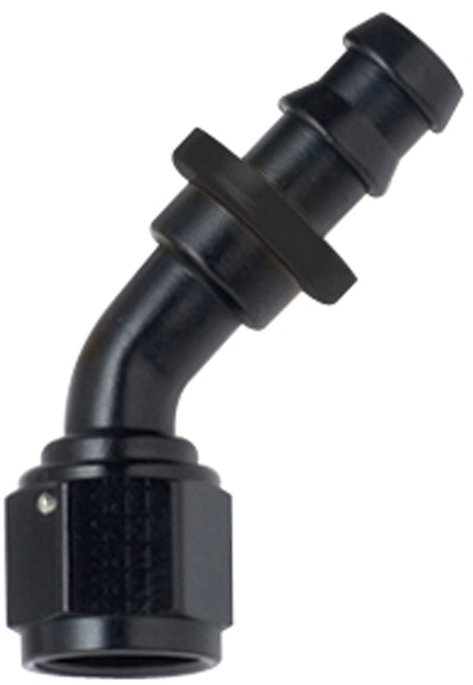 Hose Fitting #6 45 Deg Push Lock Black - Fragola Performance Systems 204506-BL