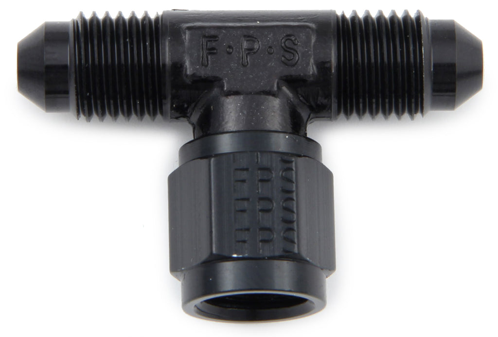 Fragola Performance Systems Fitting #8 Tee Female Swivel On Side Black