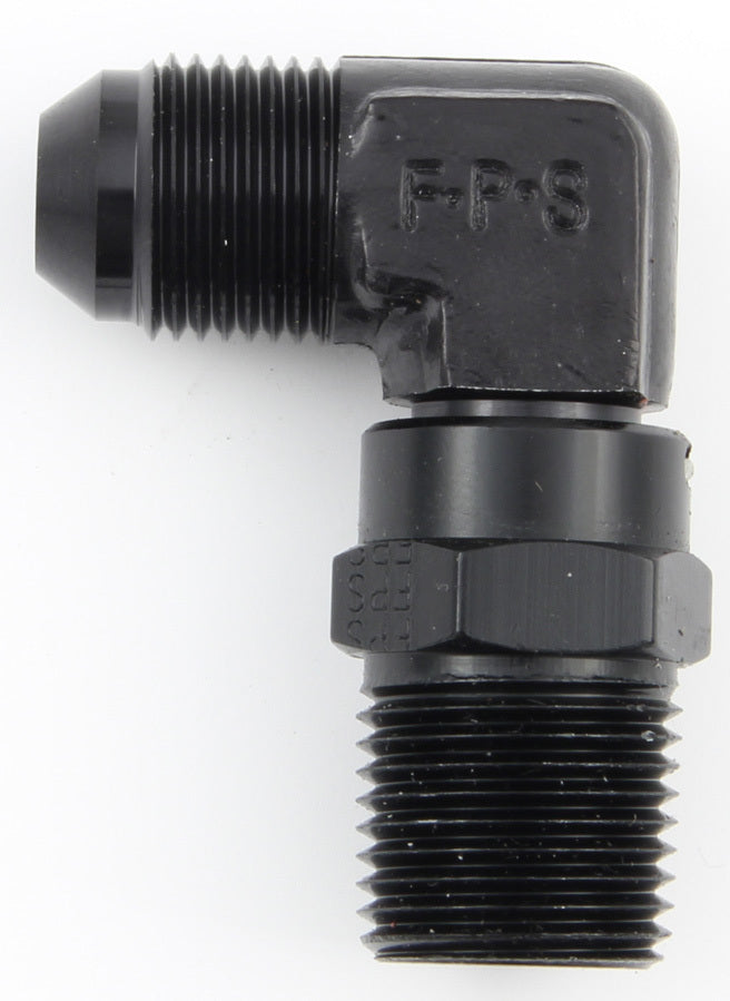 Fragola Performance Systems #6 x 1/2 MPT 90 Deg Swivel Adapter Black