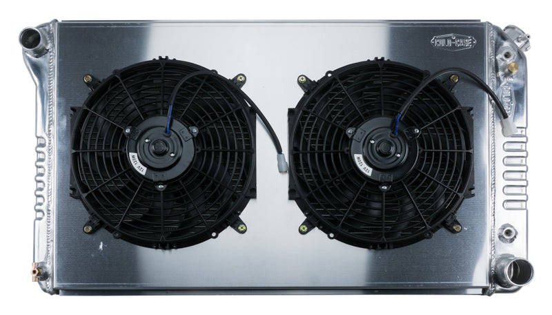 77-87 Chevy/GMC Pickup Truck 21 Inch Aluminum Radiator AT and 12 Inch Fan Kit Cold Case Radiators