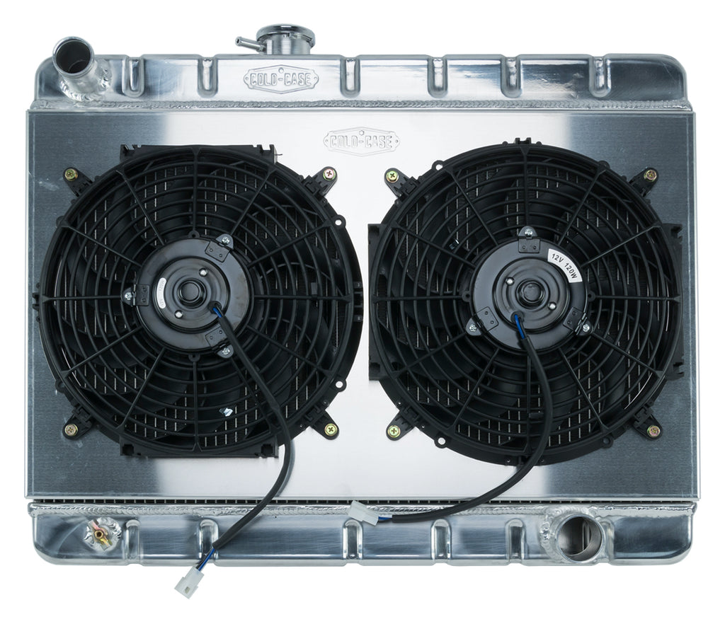 66-67 GTO Aluminum Radiator And 12 Inch Dual Fan Kit W/O AC MT Cold Case Radiators