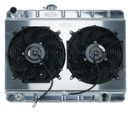 66-67 GTO Aluminum Radiator And 12 Inch Dual Fan Kit W/O AC MT Cold Case Radiators