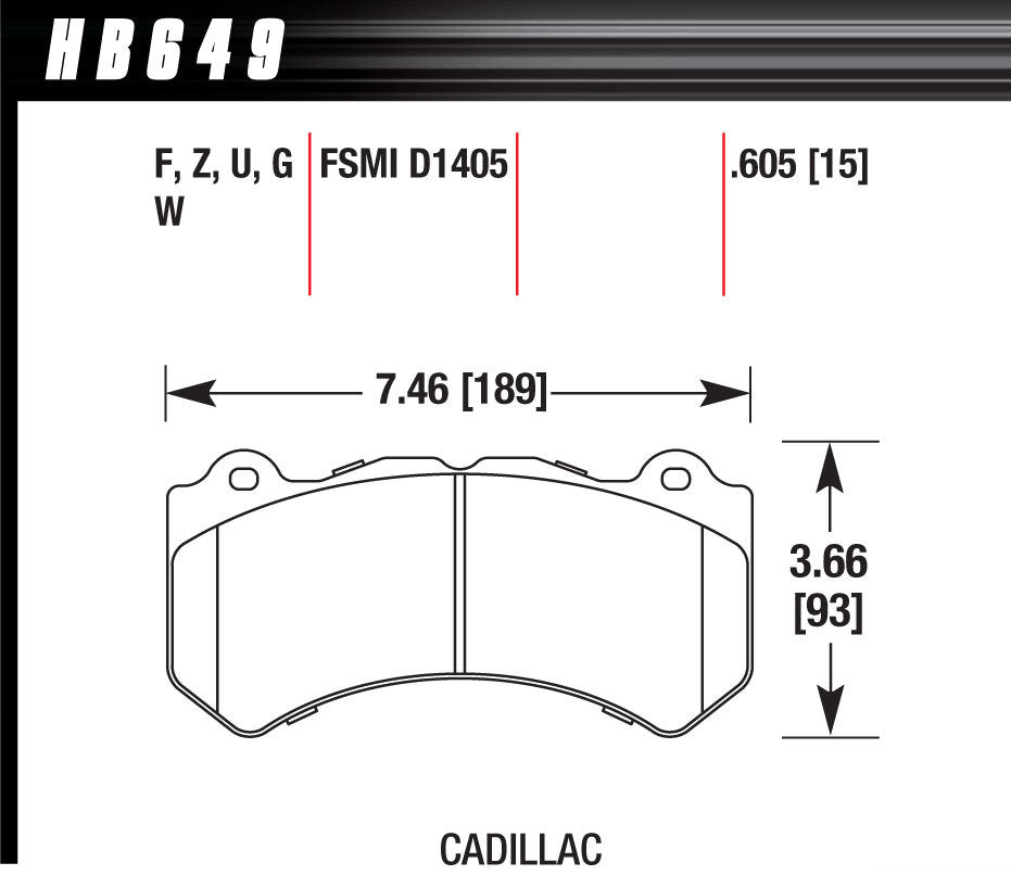 Brake Pads GM / Dodge Front Ceramic - Hawk Performance HB649Z.605