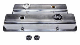 Holley Holley Valve Covers - Muscle Series - Finned - SBC - Polished