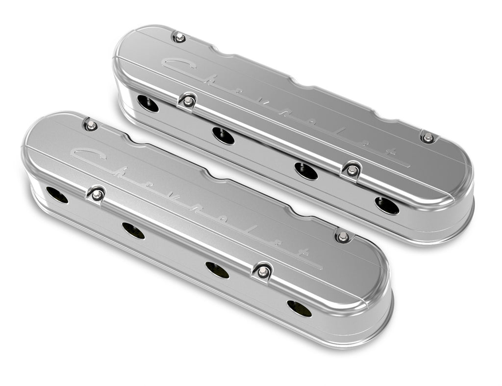 Holley Holley 2-Piece "Chevrolet" Script Valve Cover - Gen III/IV LS - Polished