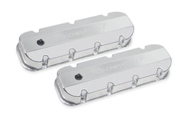 BBC Billet Rail Fab. Alm Valve Covers w/.125 Hole - Holley 241-280